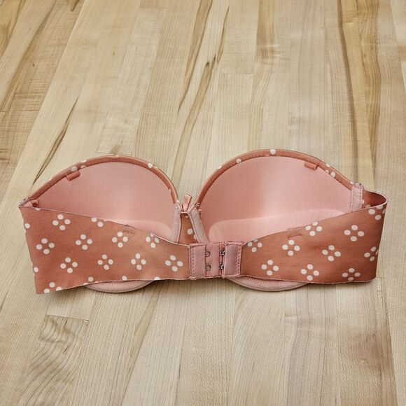 Chinese Laundry Bra 34C Demi Pushup Peach Pink Underwire Strapless - Picture 2 of 6